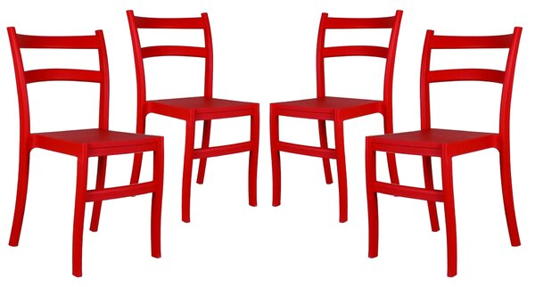 Set 4 Sedie da Giardino in Polipropilene Vandi Rosse