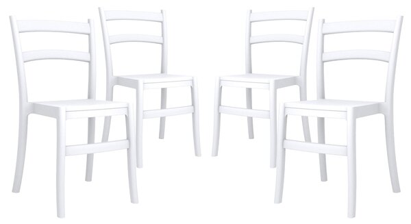 Set 4 Sedie da Giardino in Polipropilene Vandi Bianche