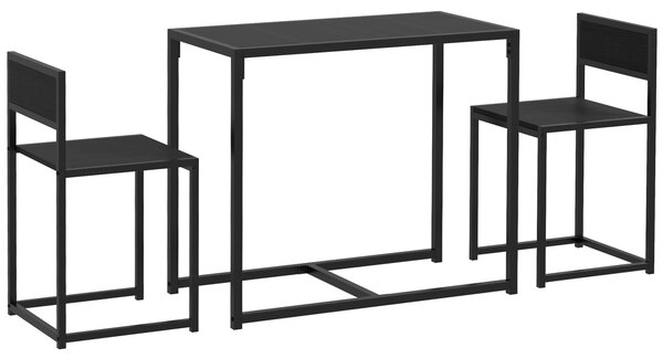 HOMCOM Set tavolo alto 3 pezzi 3 pezzi, 2 sedie, 1 tavolo, 90 cm x 47 cm x 76 cm, Nero | Aosom Italy