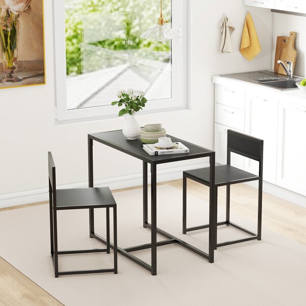 HOMCOM Set tavolo alto 3 pezzi 3 pezzi, 2 sedie, 1 tavolo, 90 cm x 47 cm x 76 cm, Nero | Aosom Italy