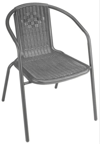 Sedia da Giardino in Acciaio e Rattan Becker Wood Grigia