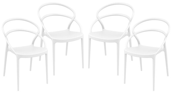 Set 4 Sedie da Giardino in Polipropilene Vandi Bianche