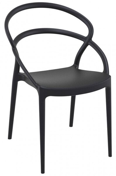 Set 4 Sedie da Giardino in Polipropilene Vandi Nere