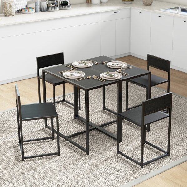 HOMCOM Set tavolo alto 3 pezzi 3 pezzi, 2 sedie, 1 tavolo, 90 cm x 47 cm x 76 cm, Nero | Aosom Italy