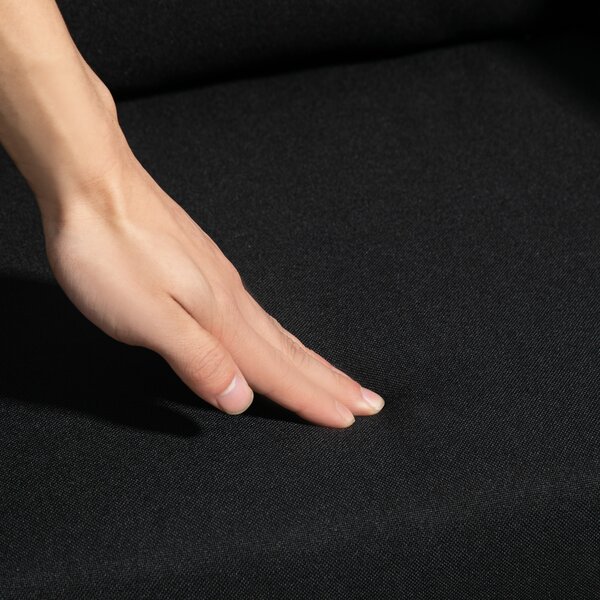 HOMCOM Sedia girevole, sedia da ufficio regolabile in altezza, poliestere effetto lino, metallo, 60 x 60 x 79-91 cm, Nero | Aosom Italy