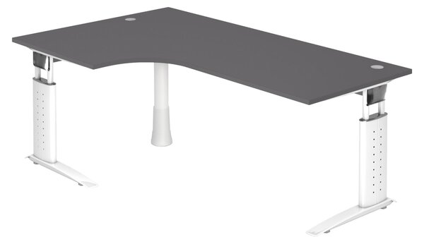 Bümö Scrivania Serie-U - Decorazione: grafite, dimensioni: scrivania angolare 200 x 120 cm, struttura: bianco