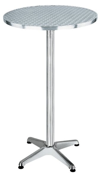 Tavolino Tondo Alto da Giardino Ø60 cm in Alluminio Piano Ribaltabile Bauer Silver