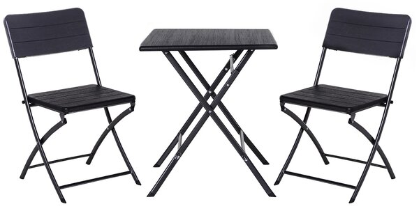 Set Tavolo 2 Sedie da Giardino Pieghevoli Small Nero