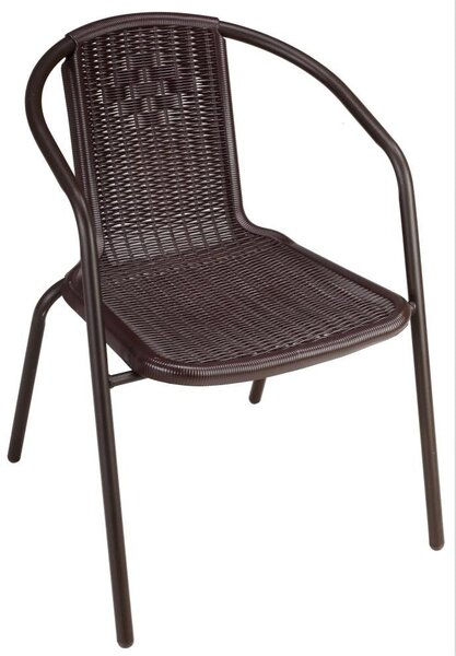 Sedia da Giardino in Acciaio e Rattan Becker Wood Marrone
