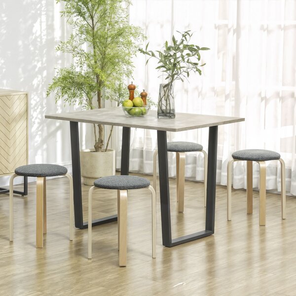 HOMCOM Sgabelli imbottiti set da 4, impilabili, superficie verniciata, gambe in legno, Grigio | Aosom Italy