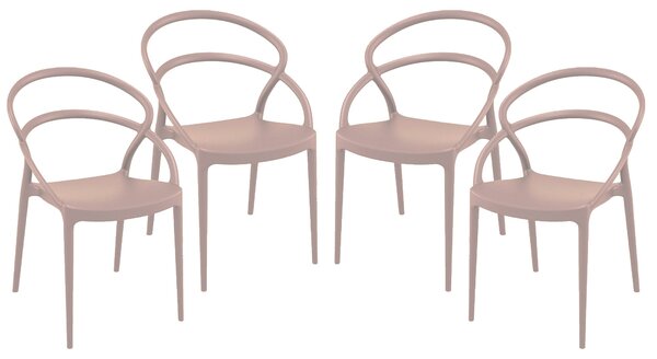 Set 4 Sedie da Giardino in Polipropilene Vandi Tortora