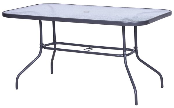 Tavolo da Giardino in Metallo e Vetro 140x80x70 cm Champs