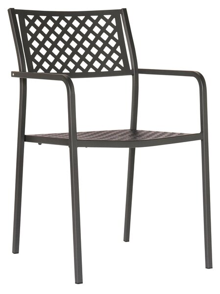 Set 4 Sedie da Giardino 54x58x84 cm in Acciaio con Braccioli RD Italia Lola Antracite