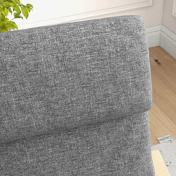 HOMCOM Poltrona con poggiatesta e braccioli, rivestimento effetto lino, struttura in legno, Grigio + Naturale | Aosom Italy
