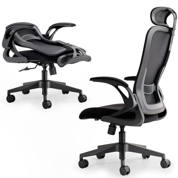 Sedia da ufficio ergonomica pieghevole, con schienale in rete e regolabile