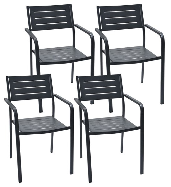 Set 4 Sedie da Giardino 54x58x84 cm in Acciaio con Braccioli RD Italia Dorio Antracite