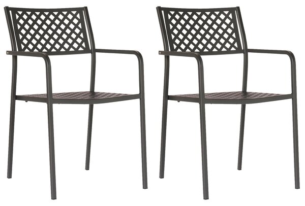 Set 2 Sedie da Giardino 54x58x84 cm in Acciaio con Braccioli RD Italia Lola Antracite