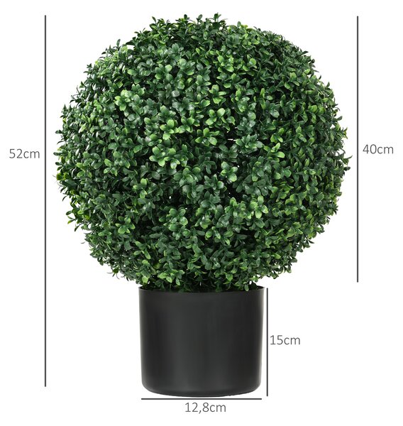 HOMCOM Bosso pianta artificiale, sferica, 52x40 cm, verde | Aosom Italy