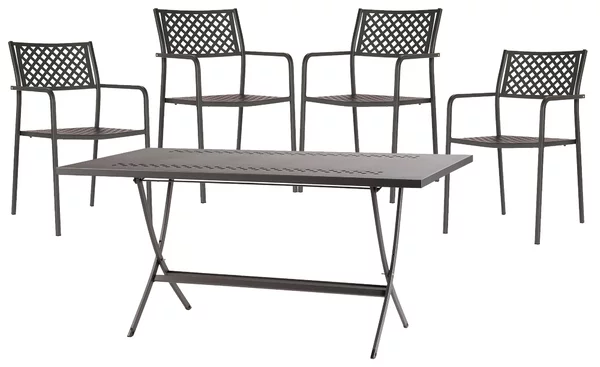 Set Tavolo Pieghevole e 4 Sedie da Giardino in Acciaio RD Italia Lola Antracite