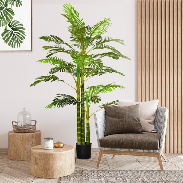 HOMCOM Pianta artificiale in vaso, 190 cm, palma artificiale facile da curare per interno ed esterno, plastica, verde | Aosom Italy