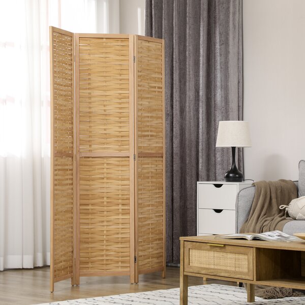 HOMCOM Separé Pieghevole Parete Divisoria Privacy, Bambù, 3 parti, 120 cm x 170 cm x 1,8 cm, naturale | Aosom Italy