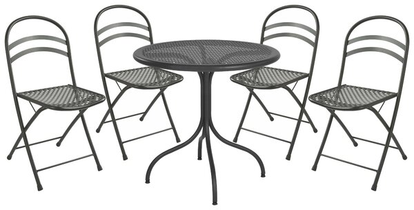 Set Tavolo Tondo e 4 Sedie da Giardino in Acciaio RD Italia Flipper Antracite