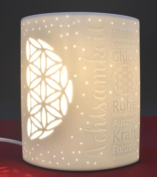 Lampada in porcellana a ellisse "Mindfulness" bianca circa 20 x 17 x 10 cm (H/W/D)