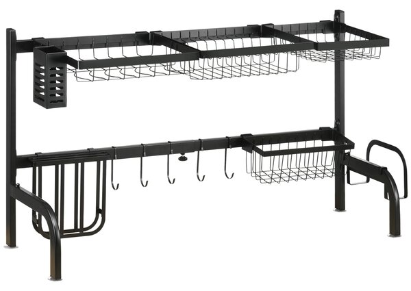 HOMCOM Scolapiatti, lunghezza regolabile 51-93 cm, molti elementi, disposizione flessibile, 93 x 30 x 52cm, nero | Aosom Italy