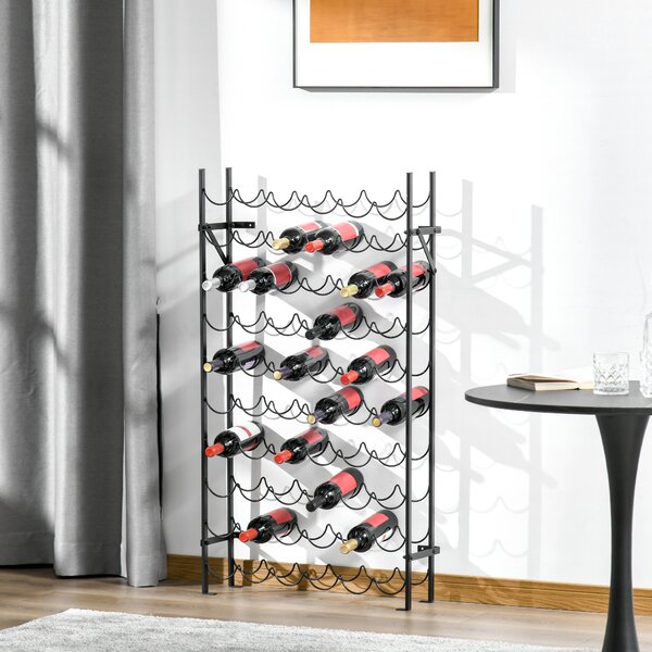HOMCOM Portabottiglie per 60 bottiglie, scaffale porta-bottiglie in metallo per cantina, ripostiglio, 63 x 20,5 x 118 cm Nero | Aosom Italy