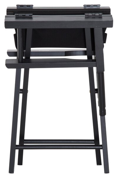 Sedia da Regista Pieghevole in Legno di Faggio 54x40x83 cm Nero