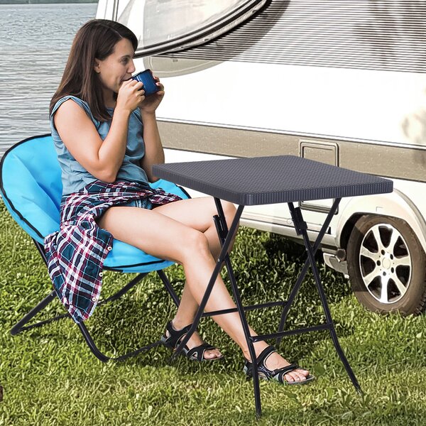 Tavolino Pieghevole da Giardino 60x60x74 cm Marrone