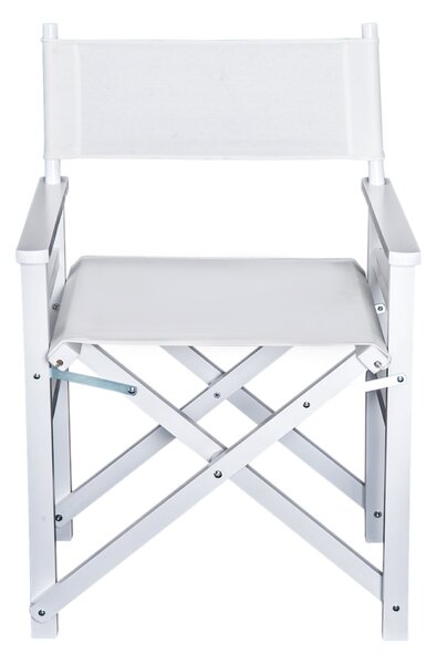 Sedia da Regista Pieghevole in Legno di Faggio 56x46x88 cm Bianco