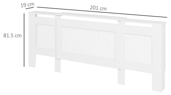HOMCOM Copertura per termosifone, design a lamelle, lunghezza regolabile 125-201 cm, MDF, Bianco | Aosom Italy