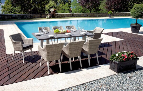 Tavolo da Giardino 200x100x77 cm in Alluminio Vorghini Borghetto Bianco