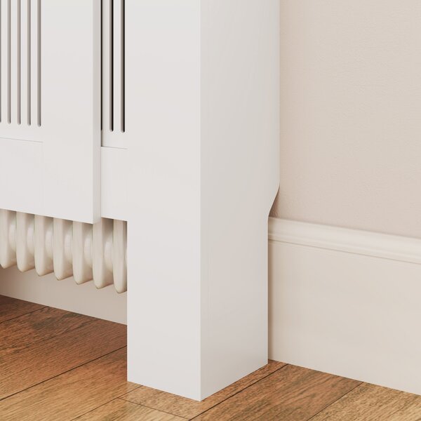 HOMCOM Copertura per termosifone, design a lamelle, lunghezza regolabile 125-201 cm, MDF, Bianco | Aosom Italy