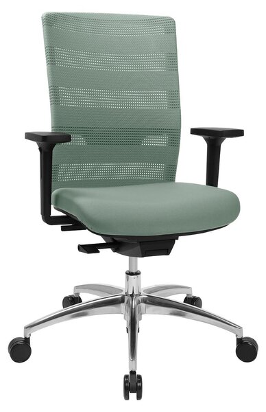 Sedia da ufficio con schienale in rete, alluminio, colore verde menta