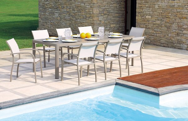 Tavolo da Giardino Allungabile 200/300x100x75 cm in Alluminio Tortora