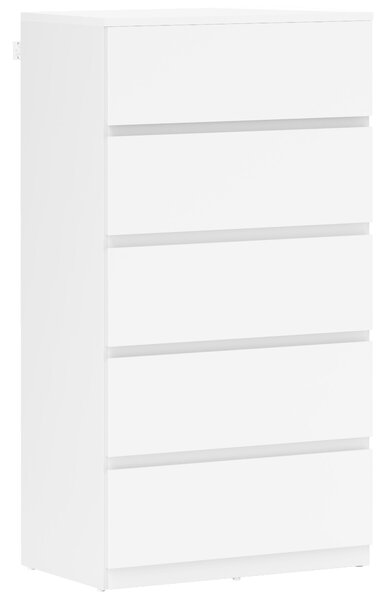 HOMCOM Cassettiera Sideboard Cassettiera a cassetti, 5 cassetti, 55 cm x 34 cm x 100 cm, Bianco | Aosom Italy