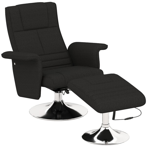 HOMCOM Poltrona massaggiante con poggiapiedi, schienale reclinabile, 78 x 95 x 88 cm, Nero | Aosom Italy