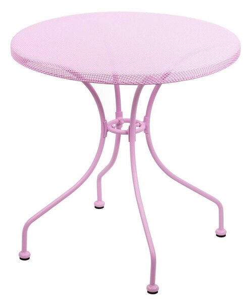 Tavolo da Giardino Ø70x71 cm con Piano Traforato in Ferro Neffy Rosa