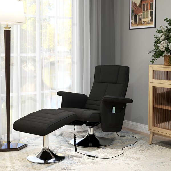 HOMCOM Poltrona massaggiante con poggiapiedi, schienale reclinabile, 78 x 95 x 88 cm, Nero | Aosom Italy