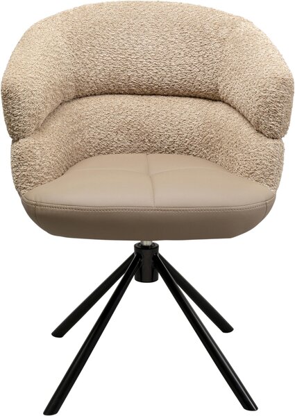 Sedia girevole, aspetto in pelle, marrone, girevole a 360°, dimensioni 82x63x61 cm