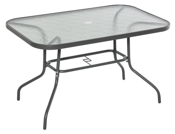 Tavolo da Giardino 120x80x70 cm in Metallo e Vetro Temperato Grigio