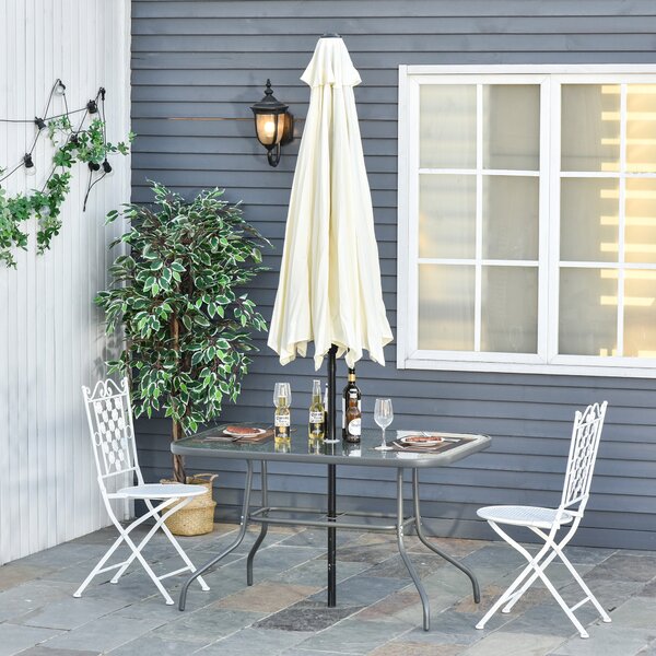 Tavolo da Giardino 120x80x70 cm in Metallo e Vetro Temperato Grigio