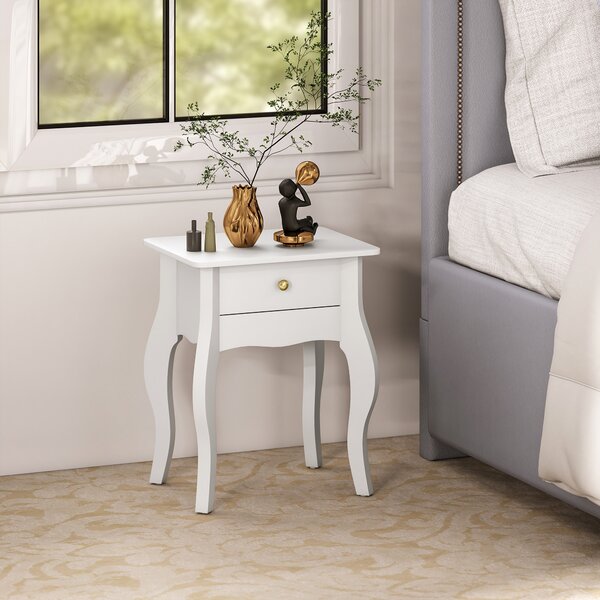 HOMCOM Set di 2 tavolini d'appoggio, tavolino da divano con gambe ricurve, tavolino basso per soggiorno, camera da letto, 45 x 35 x 55 cm, bianco | Aosom Italy