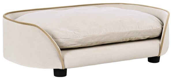 PawHut Divano per cane divano per animali con cuscino rimovibile e fodera lavabile 66 x 43 x 19,5 cm beige | Aosom Italy