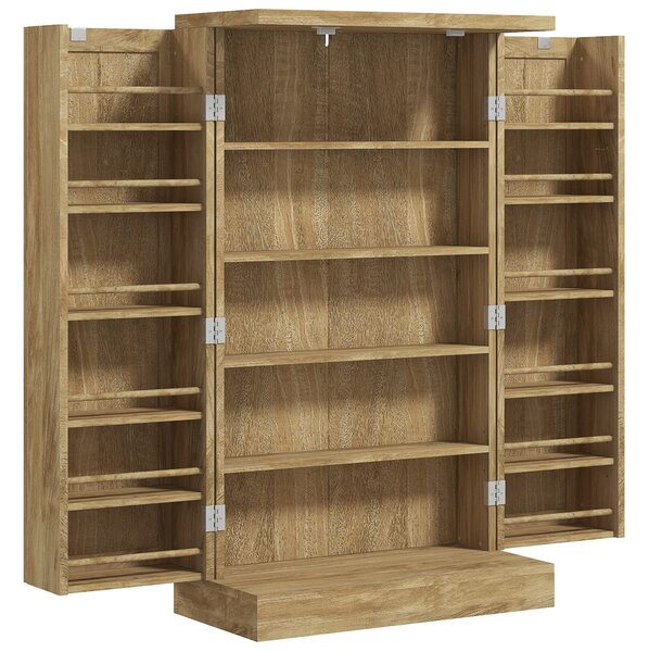 HOMCOM Buffet da cucina mobile cucina per stoccaggio con 12 portaspezie sulle ante ripiani regolabili 60 x 30 x 104 cm effetto legno naturale | Aosom Italy