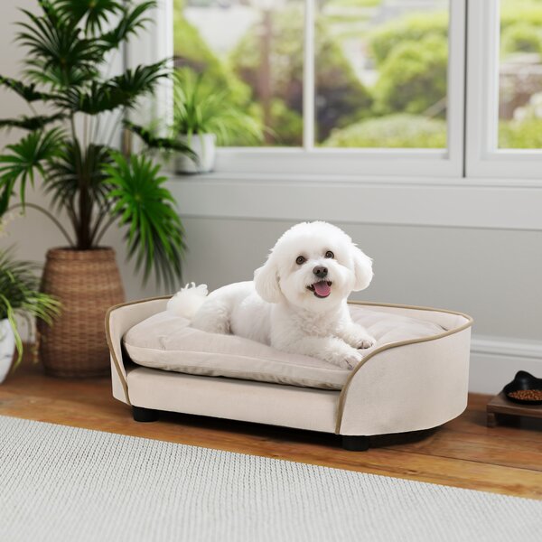 PawHut Divano per cane divano per animali con cuscino rimovibile e fodera lavabile 66 x 43 x 19,5 cm beige | Aosom Italy