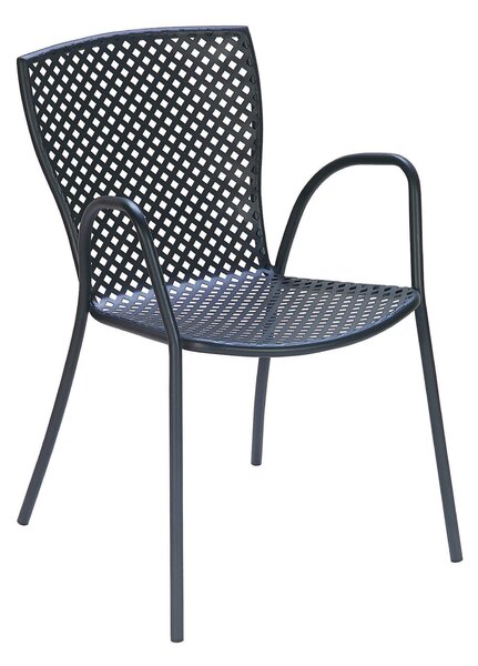 Set 4 Sedie da Giardino 56x62x84 cm in Acciaio con Braccioli RD Italia Sonia Antracite