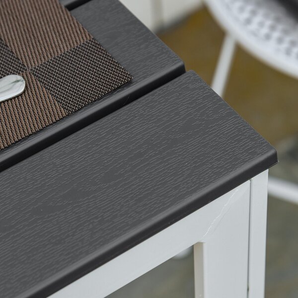 Tavolo Quadrato da Giardino 78x78x74 cm Piano Effetto Legno Grigio Scuro